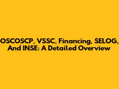 OSCOSCP, VSSC, Financing, SELOG, And INSE: A Detailed Overview