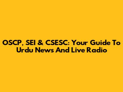 OSCP, SEI & CSESC: Your Guide To Urdu News And Live Radio