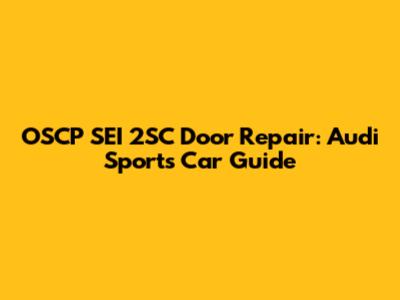 OSCP SEI 2SC Door Repair: Audi Sports Car Guide