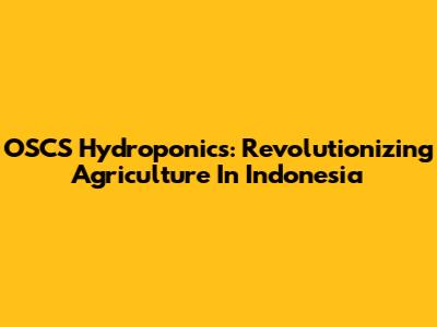 OSCS Hydroponics: Revolutionizing Agriculture In Indonesia