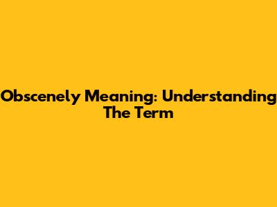 Obscenely Meaning: Understanding The Term