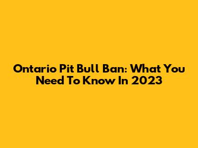 Ontario Pit Bull Ban: What You Need To Know In 2023