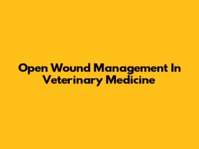 Open Wound Management In Veterinary Medicine