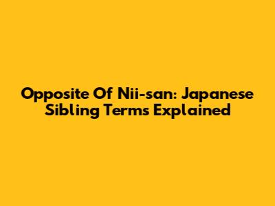 Opposite Of Nii-san: Japanese Sibling Terms Explained