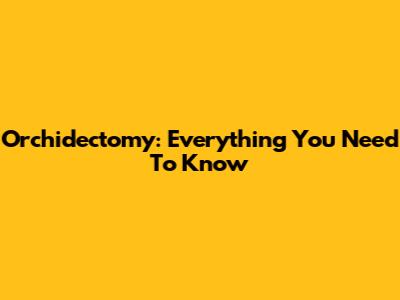 Orchidectomy: Everything You Need To Know