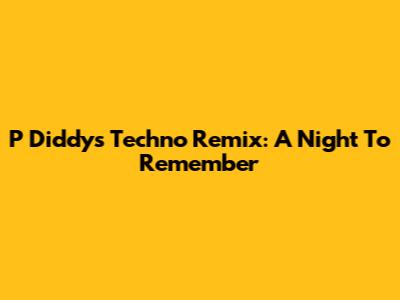 P Diddy's Techno Remix: A Night To Remember