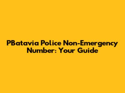 PBatavia Police Non-Emergency Number: Your Guide