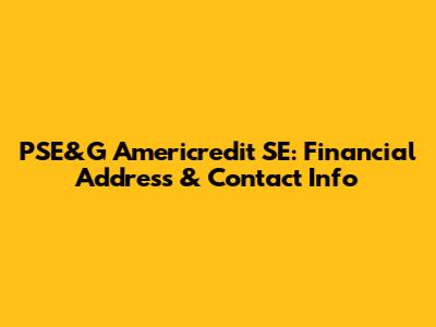 PSE&G Americredit SE: Financial Address & Contact Info