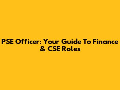 PSE Officer: Your Guide To Finance & CSE Roles