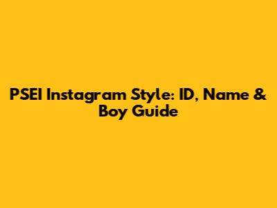 PSEI Instagram Style: ID, Name & Boy Guide