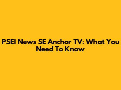 PSEI News SE Anchor TV: What You Need To Know