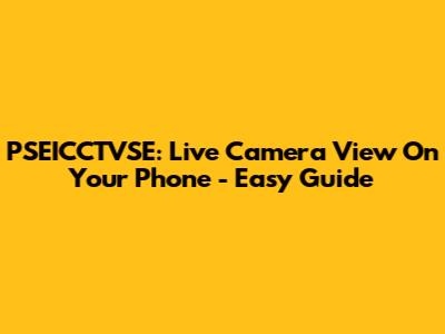 PSEICCTVSE: Live Camera View On Your Phone - Easy Guide