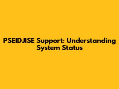 PSEIDJISE Support: Understanding System Status