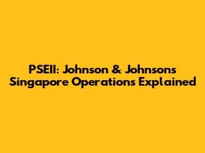 PSEII: Johnson & Johnson's Singapore Operations Explained