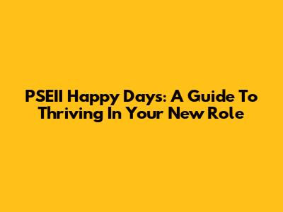 PSEII Happy Days: A Guide To Thriving In Your New Role