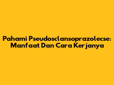 Pahami Pseudosclansoprazolecse: Manfaat Dan Cara Kerjanya