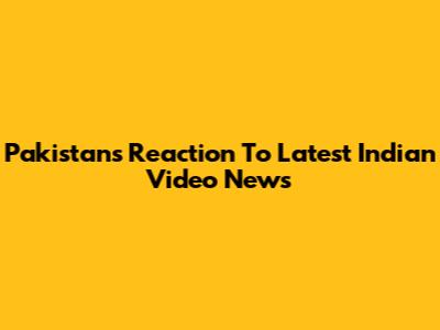 Pakistan's Reaction To Latest Indian Video News