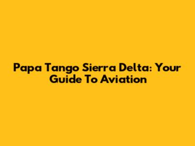Papa Tango Sierra Delta: Your Guide To Aviation