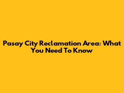 Pasay City Reclamation Area: What You Need To Know
