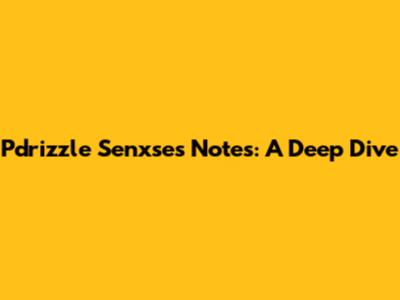 Pdrizzle Senxse's Notes: A Deep Dive