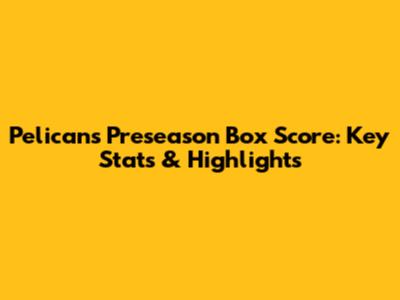 Pelicans Preseason Box Score: Key Stats & Highlights
