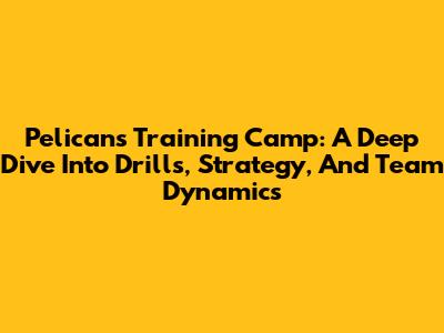 Pelicans Training Camp: A Deep Dive Into Drills, Strategy, And Team Dynamics