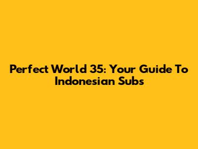 Perfect World 35: Your Guide To Indonesian Subs