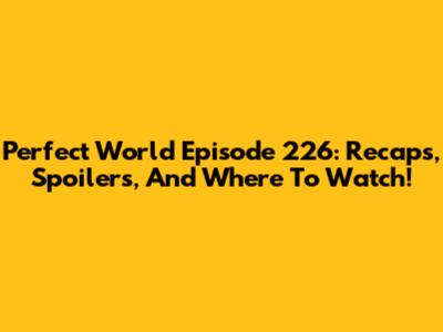 Perfect World Episode 226: Recaps, Spoilers, And Where To Watch!