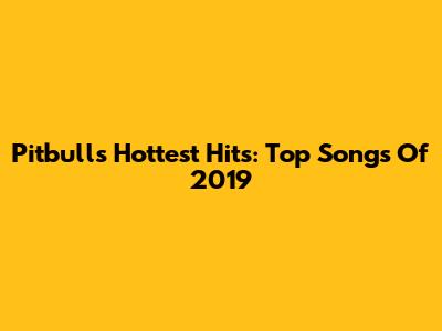Pitbull's Hottest Hits: Top Songs Of 2019