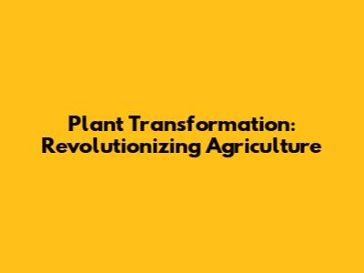 Plant Transformation: Revolutionizing Agriculture