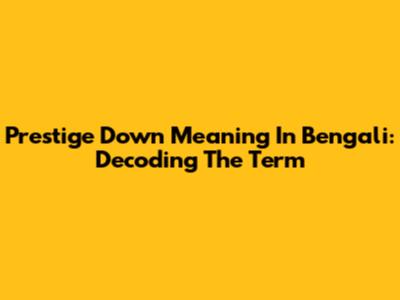 Prestige Down Meaning In Bengali: Decoding The Term