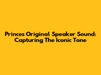 Prince's Original Speaker Sound: Capturing The Iconic Tone
