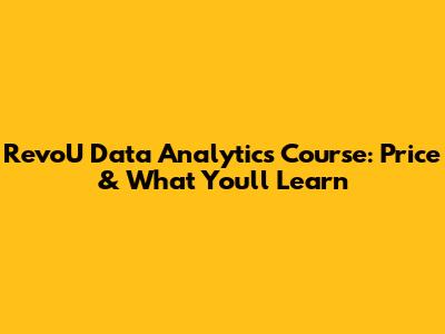 RevoU Data Analytics Course: Price & What You'll Learn