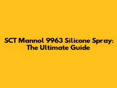 SCT Mannol 9963 Silicone Spray: The Ultimate Guide