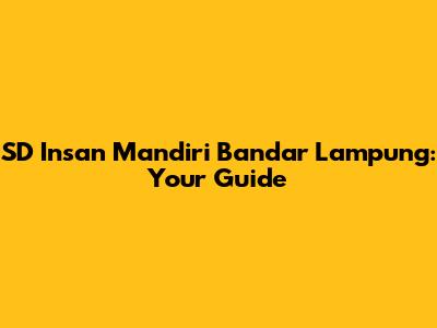 SD Insan Mandiri Bandar Lampung: Your Guide