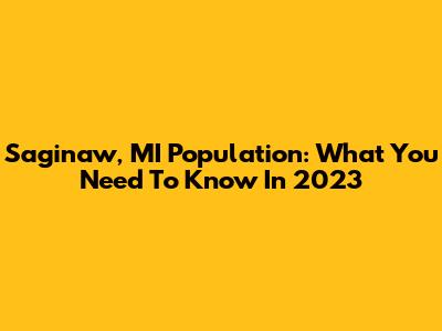 Saginaw, MI Population: What You Need To Know In 2023