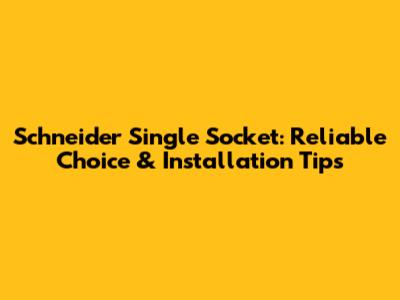 Schneider Single Socket: Reliable Choice & Installation Tips
