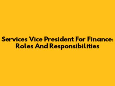 Services Vice President For Finance: Roles And Responsibilities
