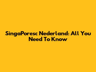 SingaPoresc Nederland: All You Need To Know