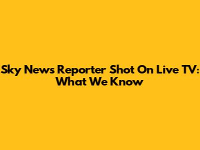 Sky News Reporter Shot On Live TV: What We Know