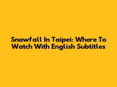 Snowfall In Taipei: Where To Watch With English Subtitles