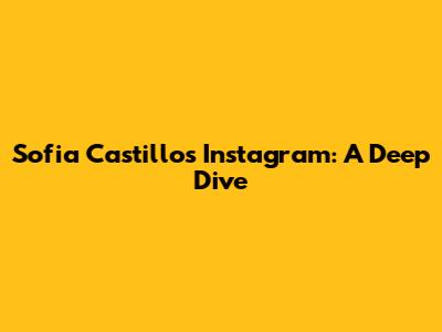 Sofia Castillo's Instagram: A Deep Dive