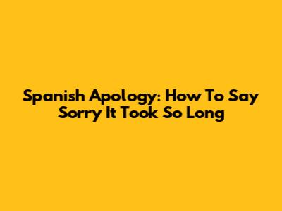 Spanish Apology: How To Say Sorry It Took So Long