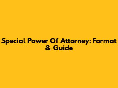 Special Power Of Attorney: Format & Guide