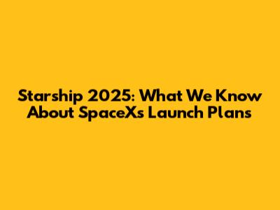 Starship 2025: What We Know About SpaceX's Launch Plans