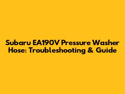 Subaru EA190V Pressure Washer Hose: Troubleshooting & Guide