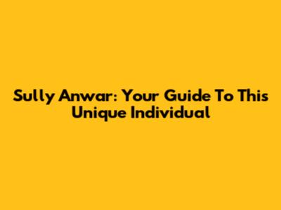 Sully Anwar: Your Guide To This Unique Individual