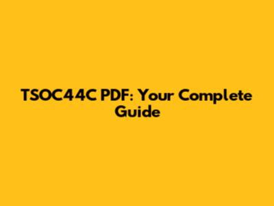 TSOC44C PDF: Your Complete Guide