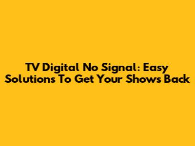 TV Digital No Signal: Easy Solutions To Get Your Shows Back
