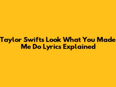 Taylor Swift's "Look What You Made Me Do" Lyrics Explained